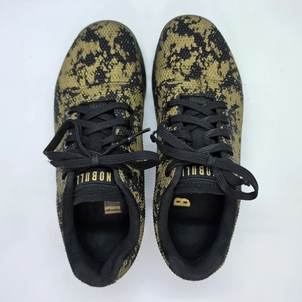 NOBULL Trainer Gold Splatter Black Training Shoes Mens 5 Womens 6.5